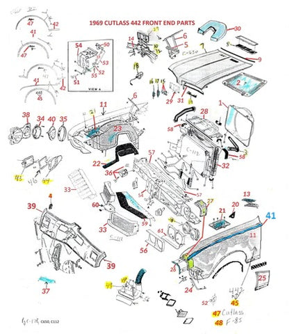 69 CUTLASS 442 FRONT END PARTS