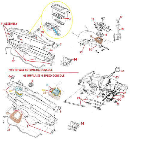 65 IMPALA SS CONSOLE & SHIFTER