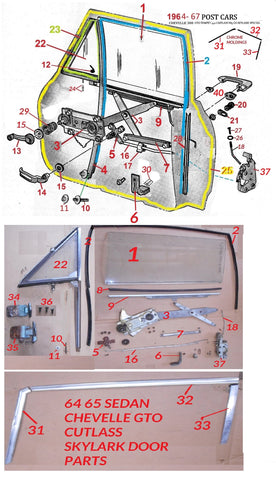 64-67 A-BODY POST CARS DOOR PARTS