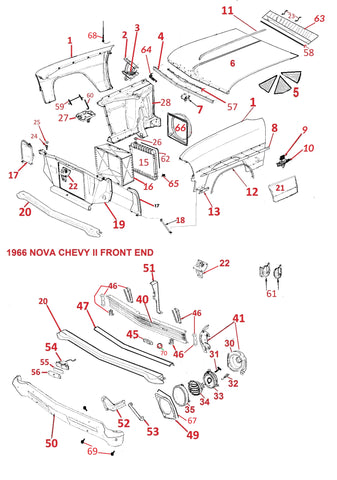 66 NOVA FRONT END PARTS