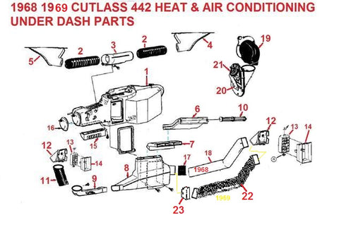 68 69 CUTLASS 442 UNDERDASH AC PARTS