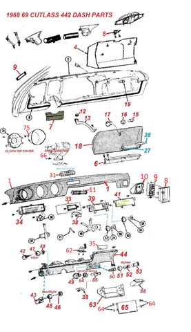 1968 1969 CUTLASS 442 DASH PARTS