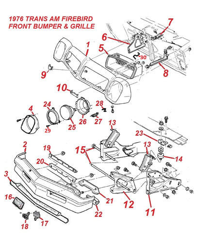 76 FIREBIRD TRANS AM FRONT BUMPER & GRILLE