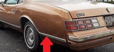 QUARTER PANEL MOLDING ,LOWER REAR LEFT USED 78- 80 MONTE CARLO