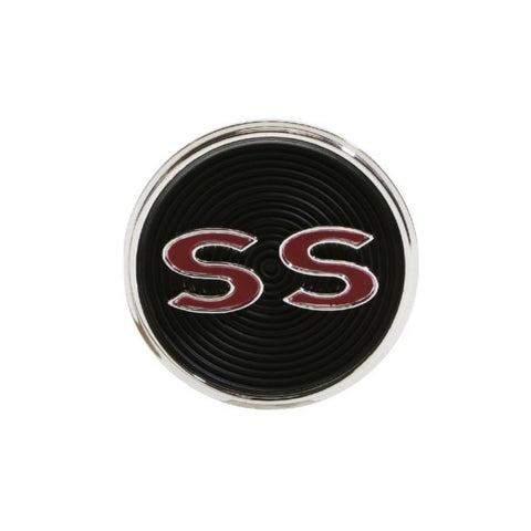 CONSOLE EMBLEM, "SS", CIRCLE, NEW, 64 IMPALA