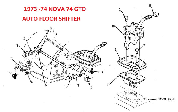 entered 73 -74 NOVA FLOOR & COLUMN AUTO SHIFTER LINKAGE, DRAWING