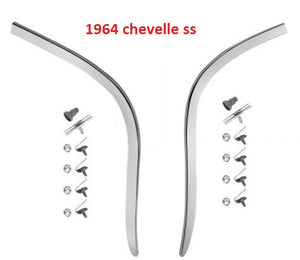 QUARTER PANEL END MOLDING ,L-SHAPED, PAIR, NEW 64 CHEVELLE SS