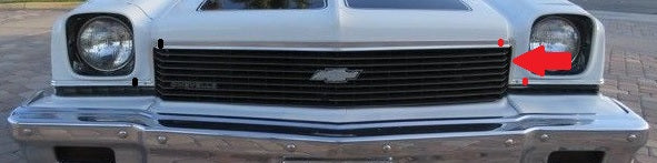 GRILL MOLDING ,LEFT USED 73 CHEVELLE ELCAMINO