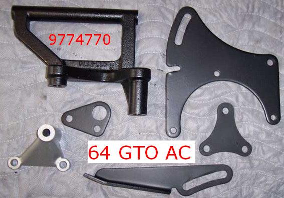 AC COMPRESSOR BRACKET SET, 64 PONT GTO GP CT, V8, 6 PC SET, USED